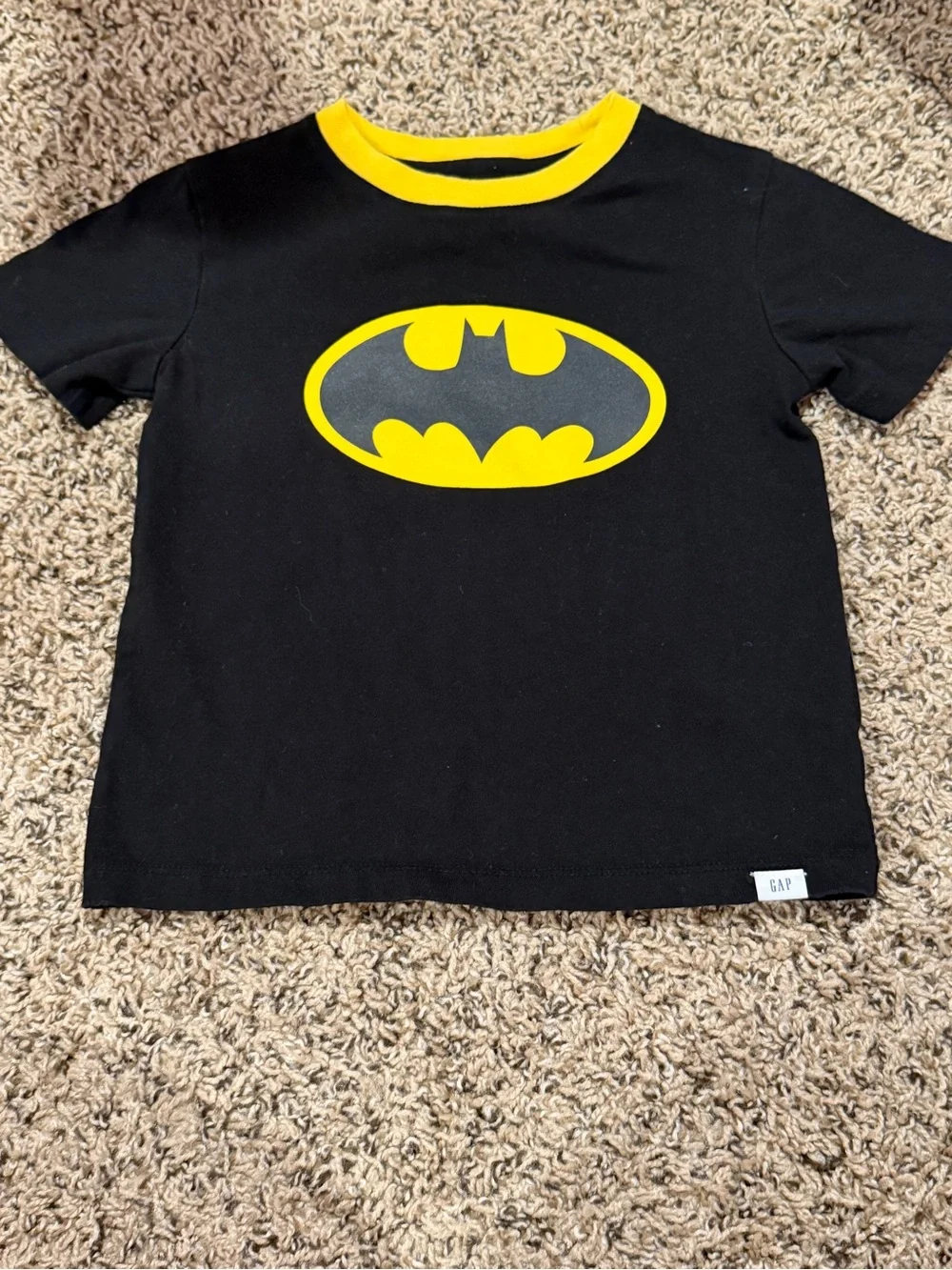 GAP Black Tee with Yellow Batman Logo